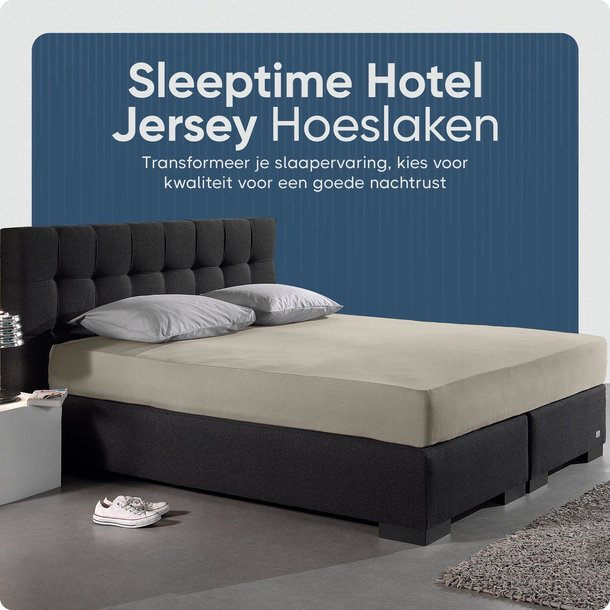 Sleeptime Hotel Jersey Hoeslaken Creme