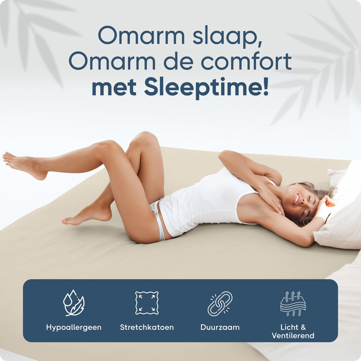 Sleeptime Hotel Jersey Hoeslaken Creme