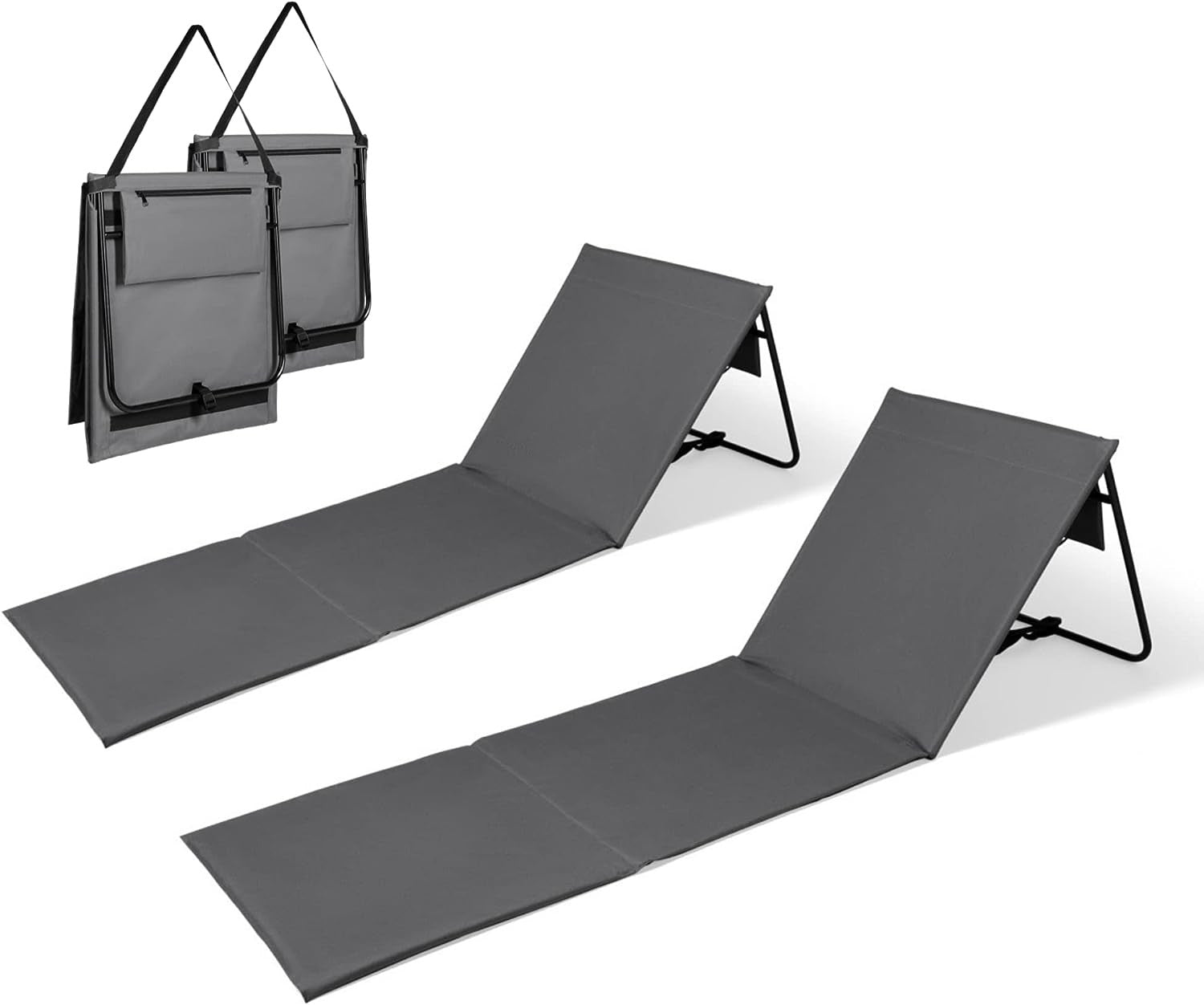 Intimo Strandmat - Set van 2 - Verstelbare Rugleuning - Grijs
